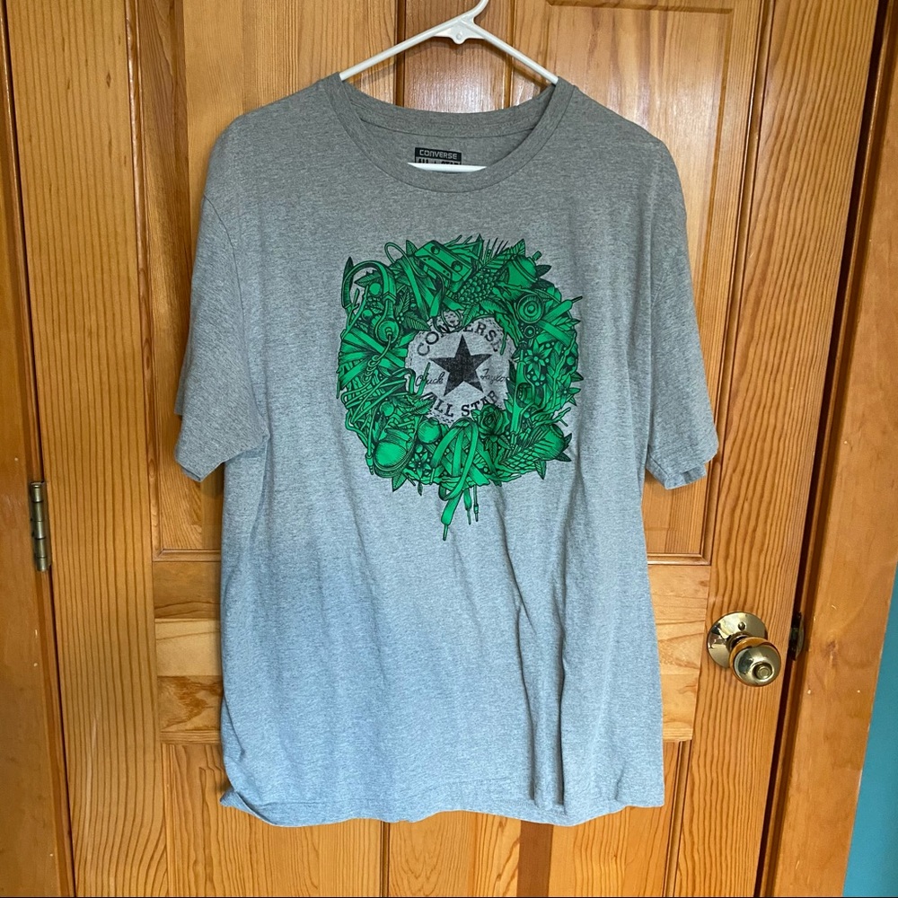 Converse gray green wreath t-shirt Christmas